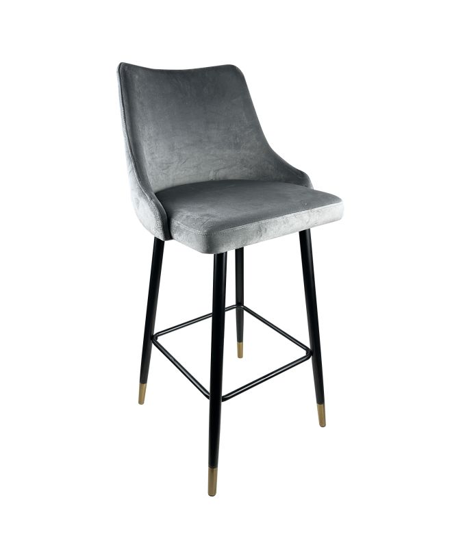 Σκαμπό Bar ArteLibre MANHATTAN Γκρι/Μαύρο Βελούδο/Μέταλλο 51x57x110cm