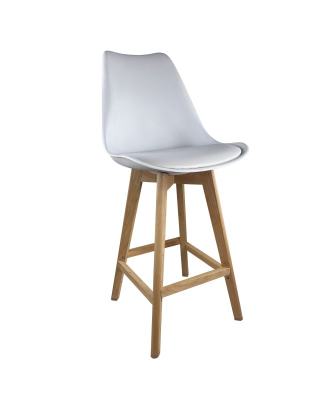 Σκαμπό Bar ArteLibre BRONX Λευκό PP/PU/Ξύλο 57.5x49x105cm