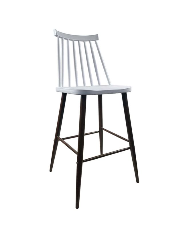 Σκαμπό Bar ArteLibre MARANTA Λευκό/Καρυδί PP/Μέταλλο 45x46x97cm