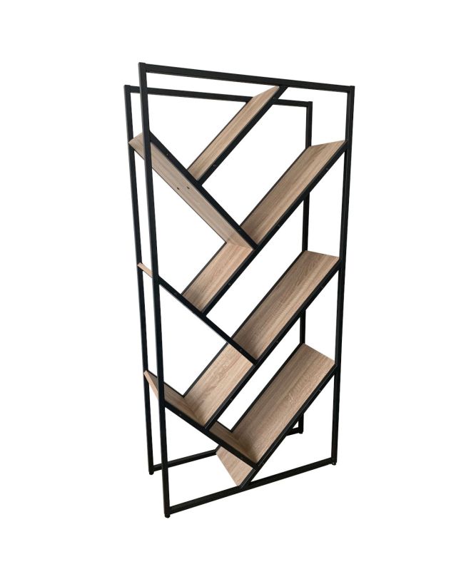 Βιβλιοθήκη ArteLibre HUD Φυσικό/Μαύρο PVC/Μέταλλο 80x30x160cm