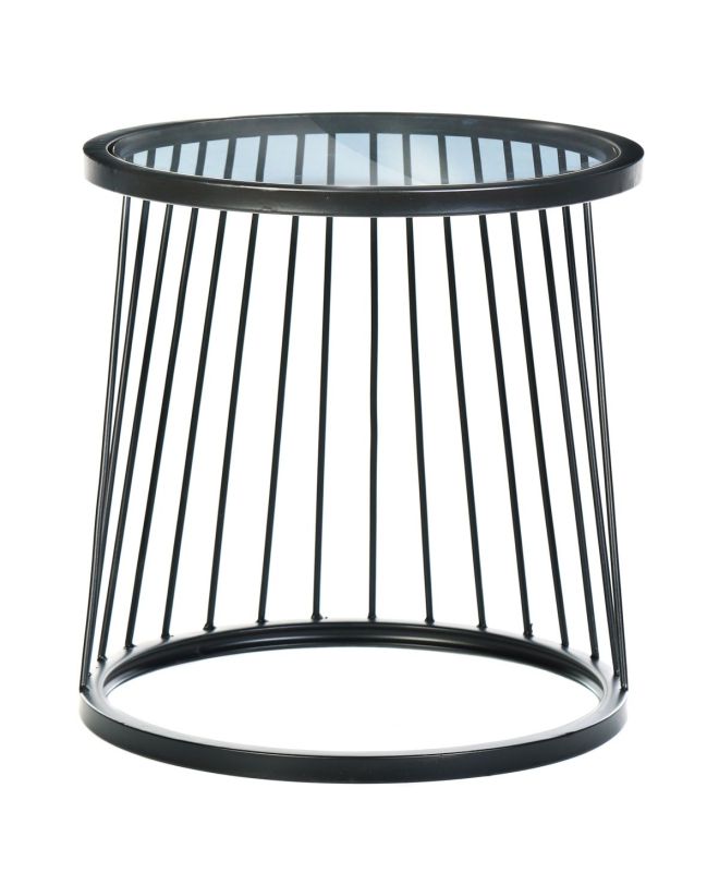 Τραπεζάκι Σαλονιού ArteLibre COSENZA Μαύρο/Διάφανο Μέταλλο/Γυαλί Φ50x50cm