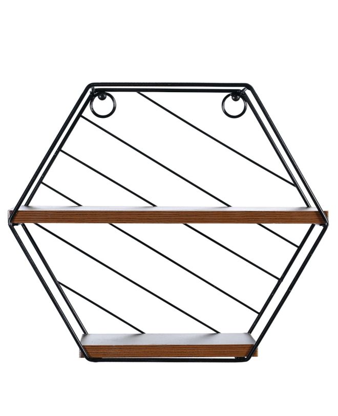 Ράφι Τοίχου ArteLibre SALERNO Μαύρο/Καφέ MDF/Μέταλλο 31x11x27cm