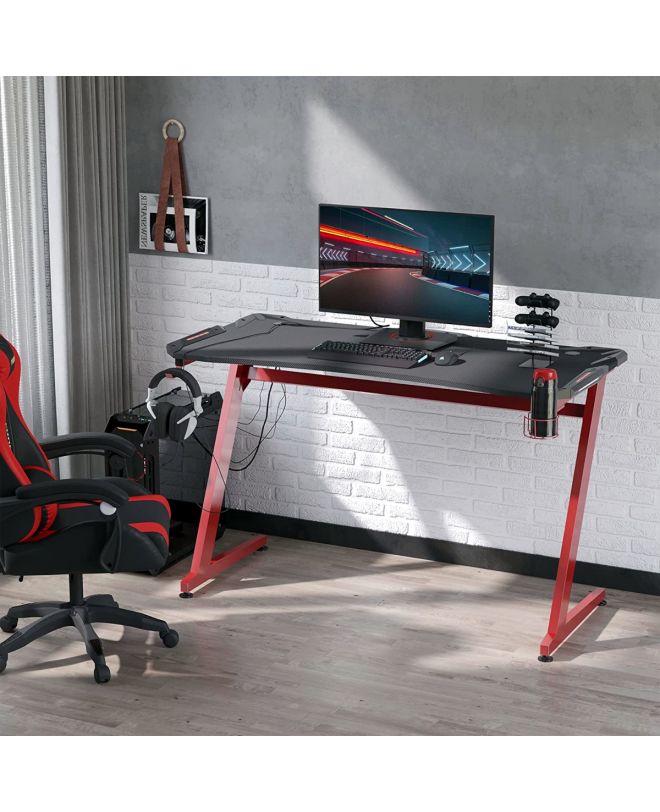 Γραφείο Gaming ArteLibre LEIA Μαύρο/Κόκκινο Ξύλο/Μέταλλο 120x65x75cm