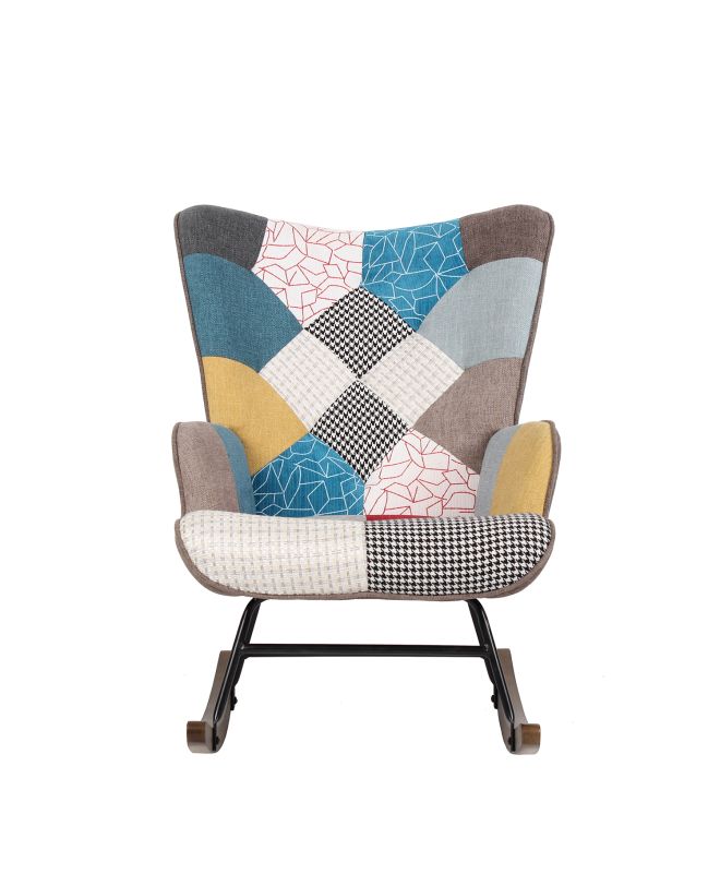 Πολυθρόνα Κουνιστή ArteLibre GERDA Patchwork Ύφασμα/Μέταλλο/Ξύλο 84x69x90cm