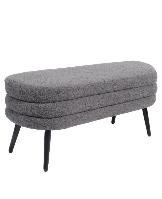 Παγκάκι Ottoman ArteLibre TONDO Γκρι Ύφασμα Teddy/Μέταλλο 42x112x44cm