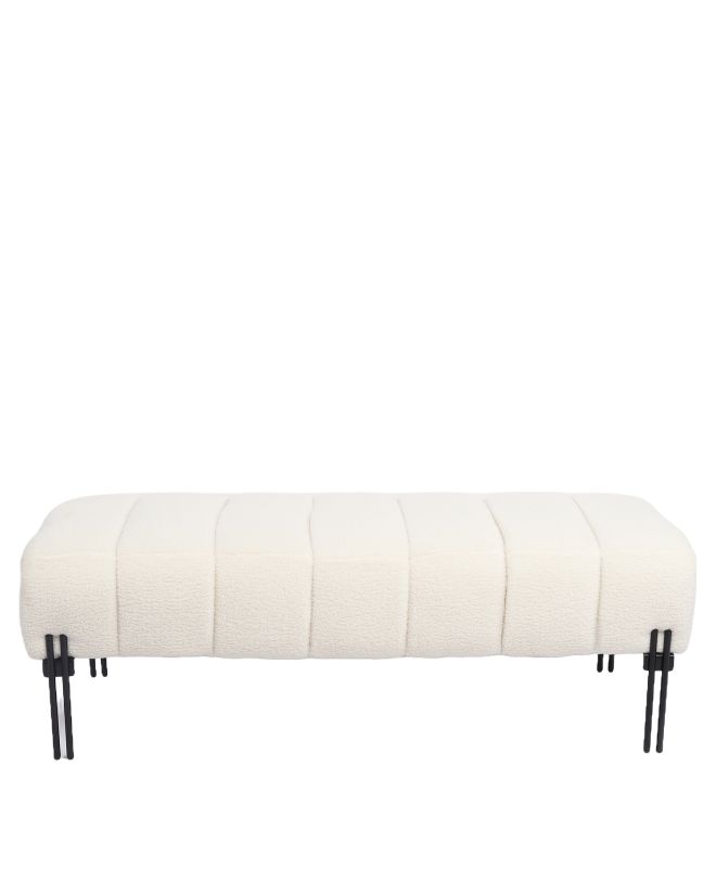 Παγκάκι Ottoman ArteLibre KUBO Λευκό Ύφασμα Teddy/Μέταλλο 40x116.5x50cm