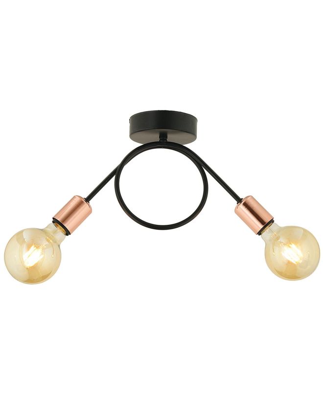 Φωτιστικό Κρεμαστό ArteLibre ZEYR Δίφωτο Μαύρο/Μπρονζέ Μέταλλο 45x30cm