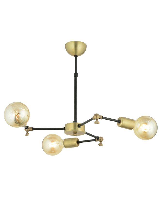 Φωτιστικό Κρεμαστό ArteLibre ISKE Τρίφωτο Αντικέ Μέταλλο 50x50cm