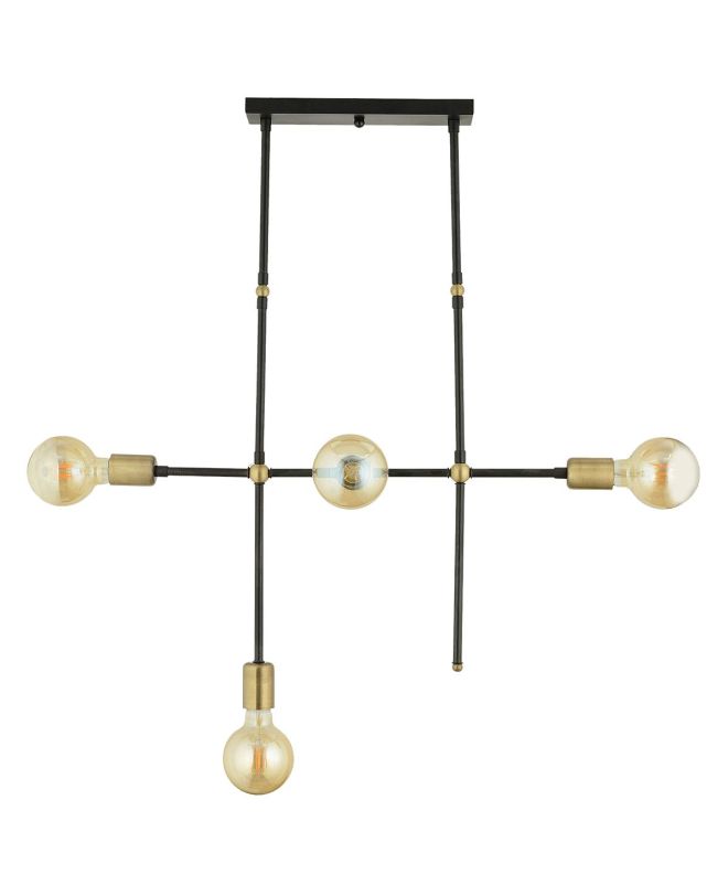 Φωτιστικό Κρεμαστό ArteLibre LU Πολύφωτο Μαύρο/Χρυσό Μέταλλο 78x82cm