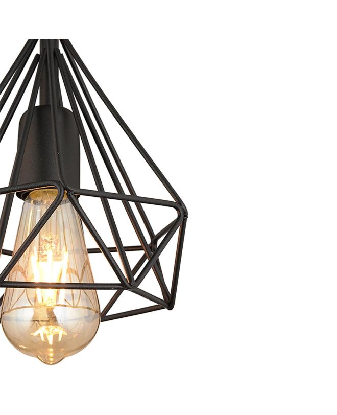 Φωτιστικό Κρεμαστό ArteLibre BIE Τρίφωτο Μαύρο Μέταλλο 40x75cm