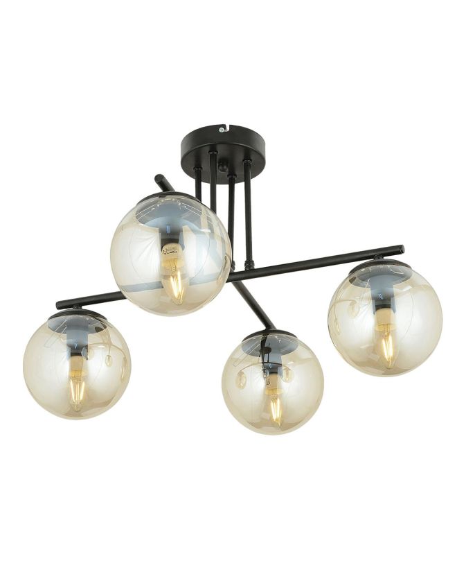 Φωτιστικό Κρεμαστό ArteLibre MAL Πολύφωτο Μαύρο Μέταλλο/Γυαλί 76x36cm