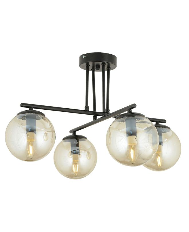 Φωτιστικό Κρεμαστό ArteLibre MAL Πολύφωτο Μαύρο Μέταλλο/Γυαλί 76x36cm