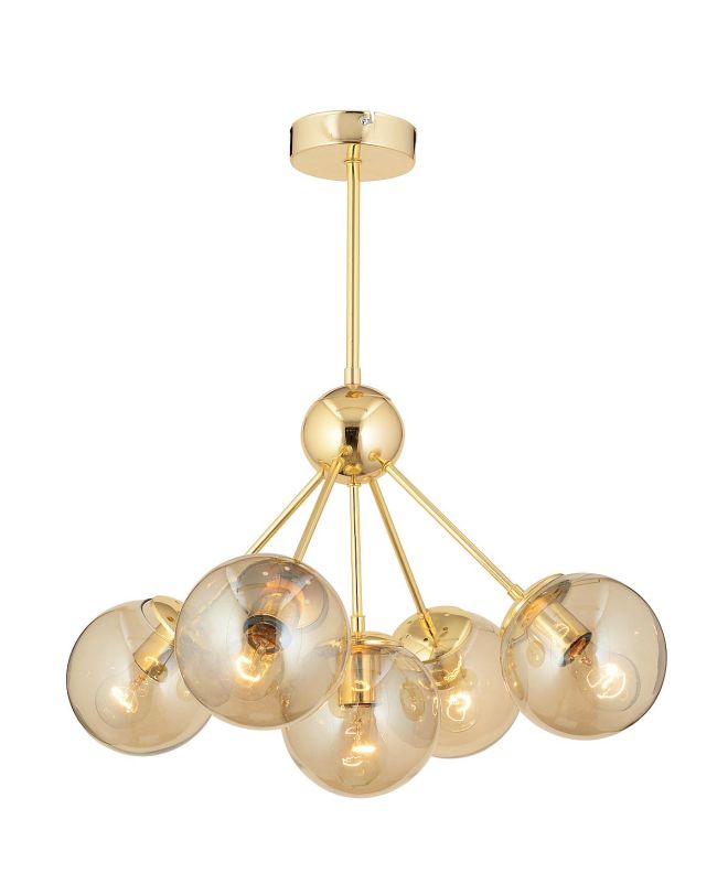 Φωτιστικό Κρεμαστό ArteLibre MEY Πολύφωτο Χρυσό/Μελί Μέταλλο/Γυαλί 59x64cm