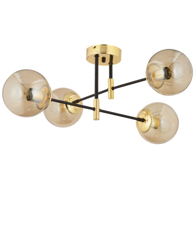 Φωτιστικό Κρεμαστό ArteLibre MAR Πολύφωτο Χρυσό/Μελί Μέταλλο/Γυαλί 70x35cm