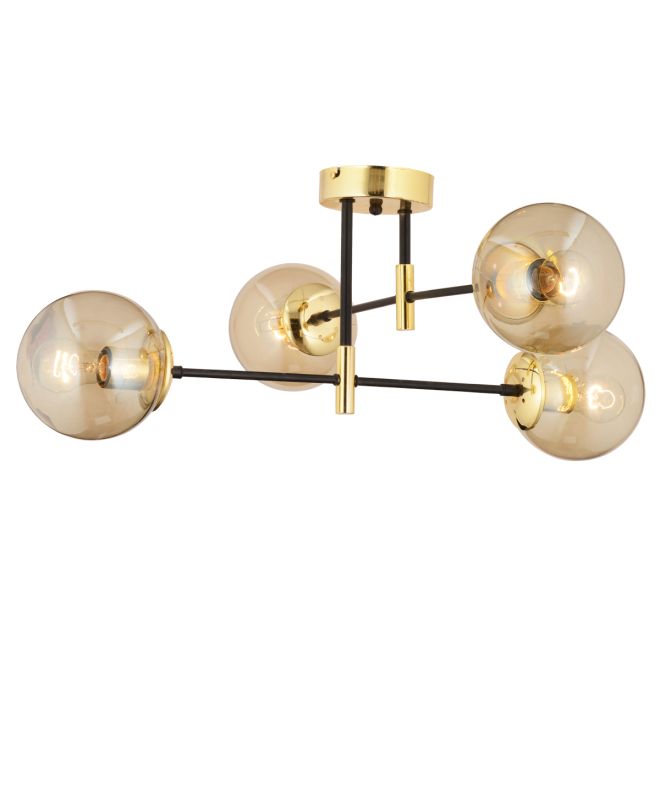 Φωτιστικό Κρεμαστό ArteLibre MAR Πολύφωτο Χρυσό/Μελί Μέταλλο/Γυαλί 70x35cm