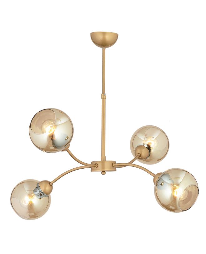 Φωτιστικό Κρεμαστό ArteLibre ECV Πολύφωτο Αντικέ/Μελί Μέταλλο/Γυαλί 75x60cm