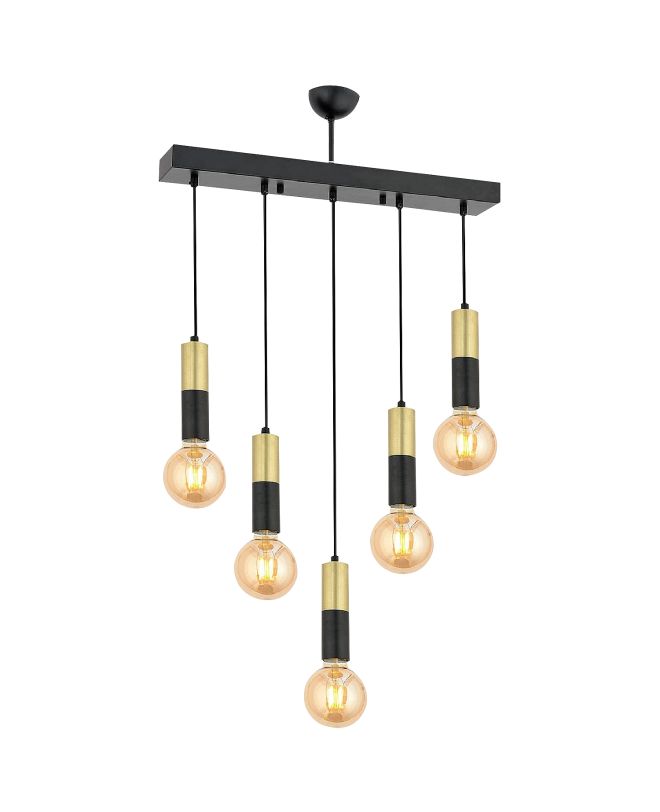 Φωτιστικό Κρεμαστό ArteLibre AQUILA Πεντάφωτο Μαύρο/Χρυσό Μέταλλο 70x90cm