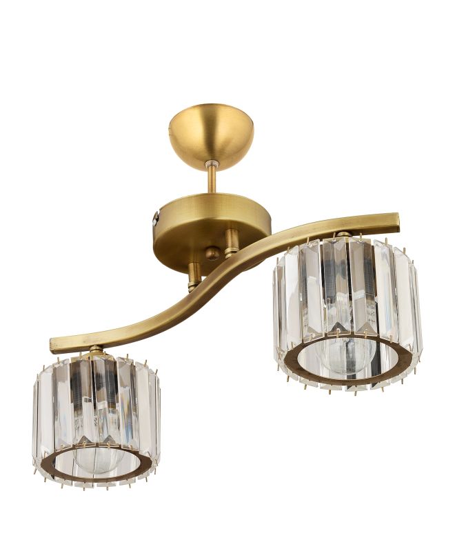 Φωτιστικό Κρεμαστό ArteLibre CIRCINUS Δίφωτο Χρυσό Μέταλλο/Γυαλί 45x22cm