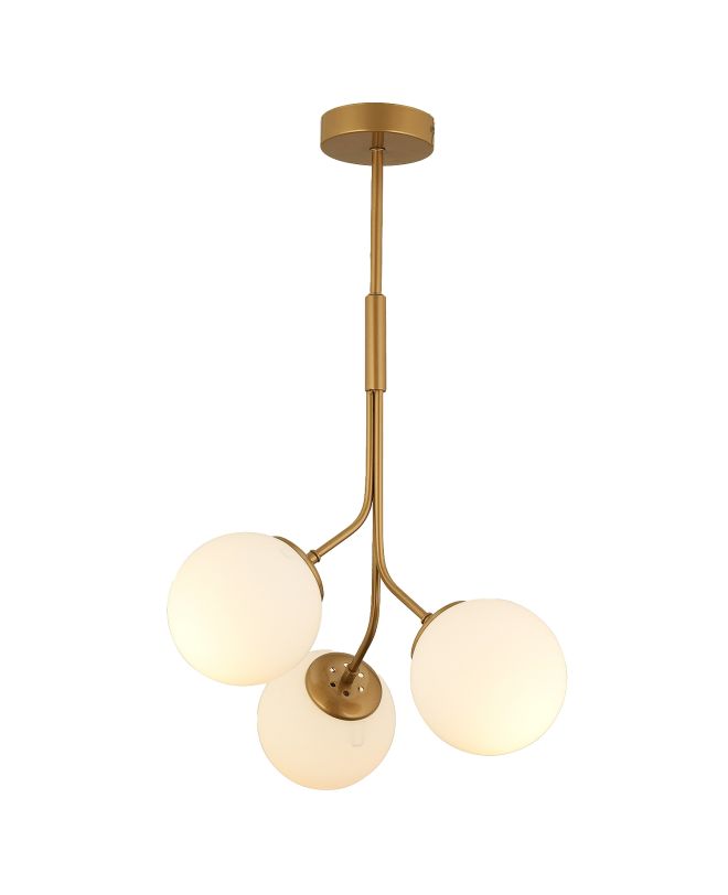 Φωτιστικό Κρεμαστό ArteLibre MENSA Τρίφωτο Χρυσό/Λευκό Μέταλλο/Γυαλί 40x70cm