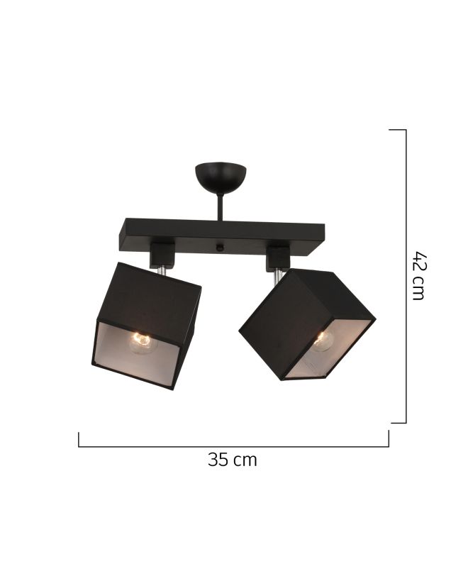 Φωτιστικό Κρεμαστό ArteLibre PICTOR Δίφωτο Μαύρο Μέταλλο 35x42cm