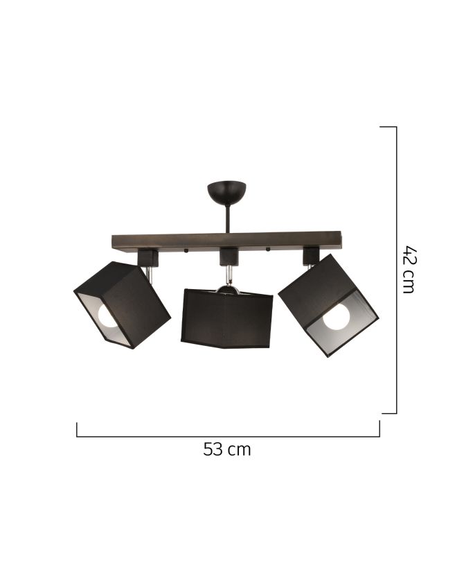 Φωτιστικό Κρεμαστό ArteLibre PICTOR Τρίφωτο Μαύρο Μέταλλο 53x42cm