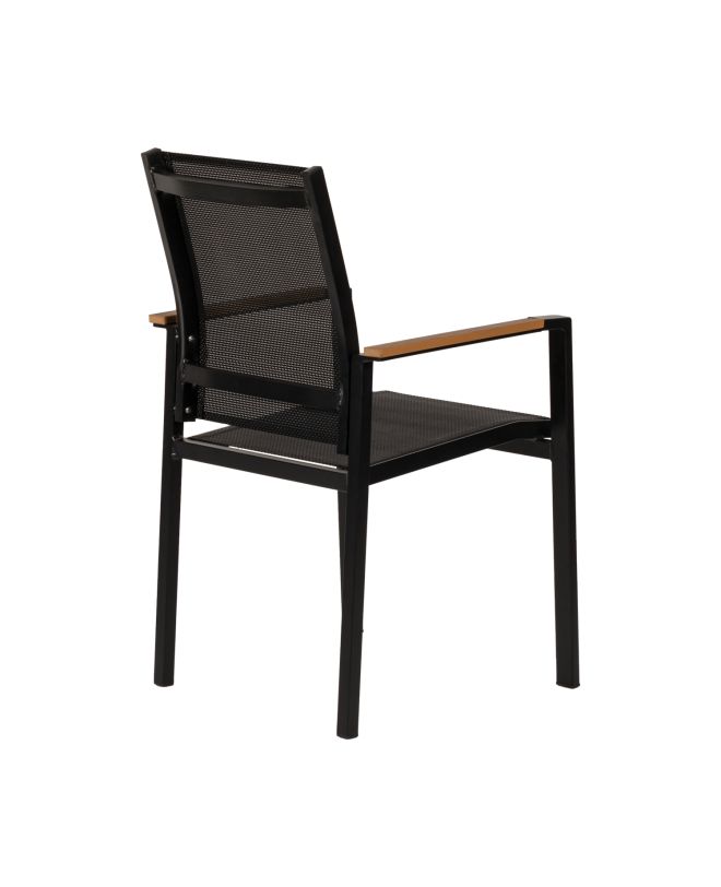 Πολυθρόνα Κήπου ArteLibre KALANDULA Μαύρο/Καρυδί Αλουμίνιο/Ύφασμα 40x47x91cm