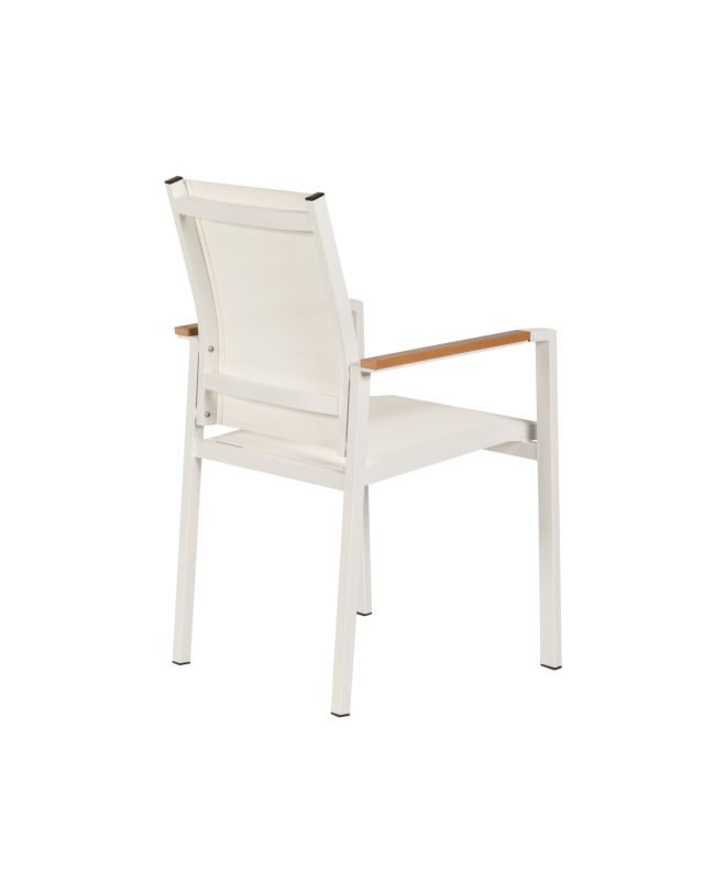 Πολυθρόνα Κήπου ArteLibre KALANDULA Λευκό/Καρυδί Αλουμίνιο/Ύφασμα 40x47x91cm