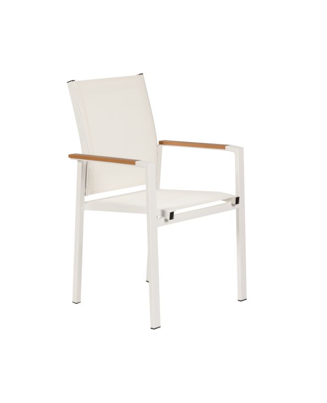 Πολυθρόνα Κήπου ArteLibre KALANDULA Λευκό/Καρυδί Αλουμίνιο/Ύφασμα 40x47x91cm