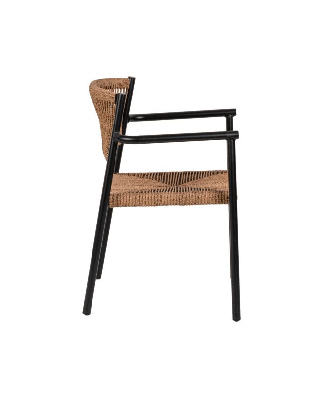 Πολυθρόνα Κήπου ArteLibre INGA Μαύρο/Φυσικό Αλουμίνιο/Rattan 55.5x50x77.5cm