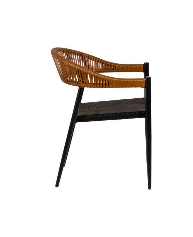 Πολυθρόνα Κήπου ArteLibre LIVINGSTONE Μαύρο/Καφέ Αλουμίνιο/Rattan 56x55x76cm