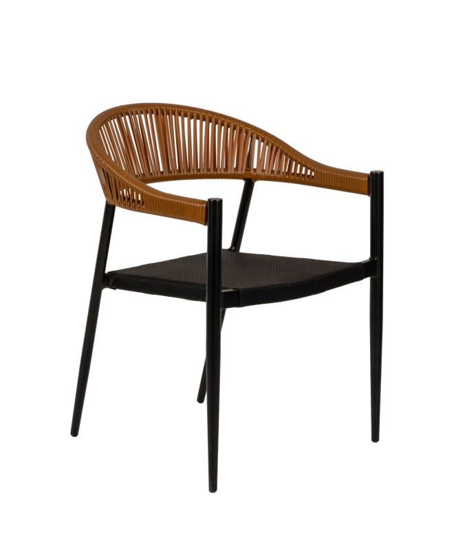 Πολυθρόνα Κήπου ArteLibre LIVINGSTONE Μαύρο/Καφέ Αλουμίνιο/Rattan 56x55x76cm