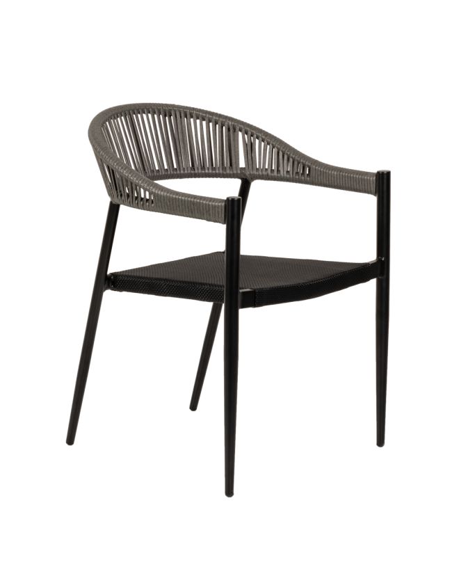 Πολυθρόνα Κήπου ArteLibre LIVINGSTONE Μαύρο/Γκρι Αλουμίνιο/Rattan 56x55x76cm