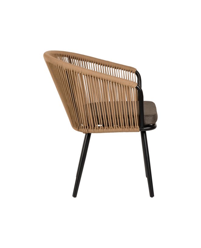 Πολυθρόνα Κήπου ArteLibre LOFOI Μαύρο/Καφέ Αλουμίνιο/Rattan 60x62x81cm