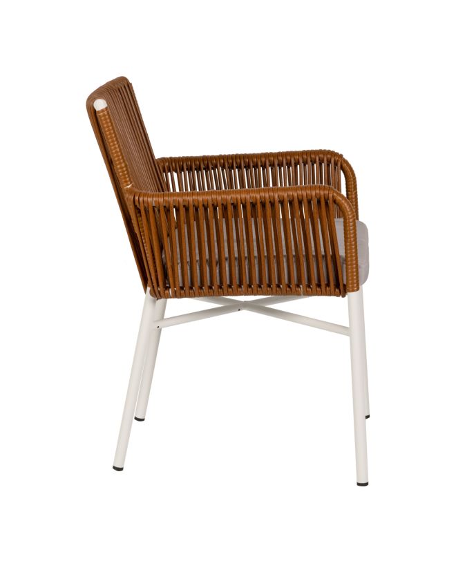 Πολυθρόνα Κήπου ArteLibre BLUENILE Λευκό/Καφέ Αλουμίνιο/Rattan 49x42x81cm