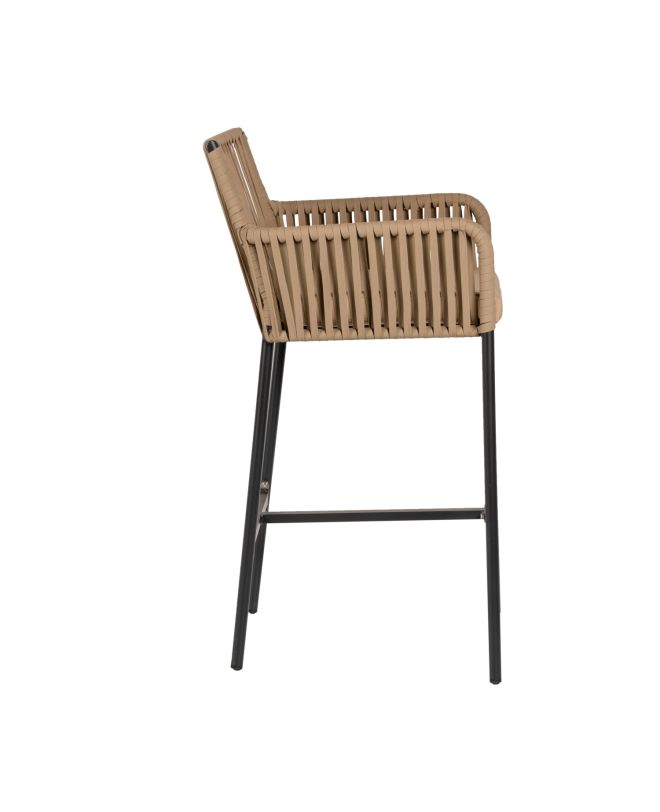 Σκαμπό KINTAMPO Μπεζ/Μαύρο Αλουμίνιο/Rattan 55x58x108cm