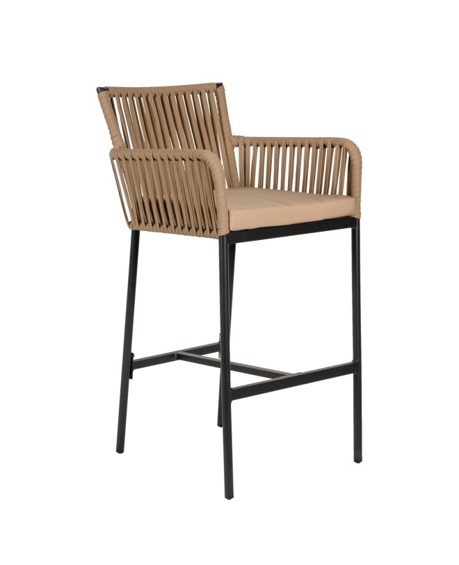 Σκαμπό KINTAMPO Μπεζ/Μαύρο Αλουμίνιο/Rattan 55x58x108cm