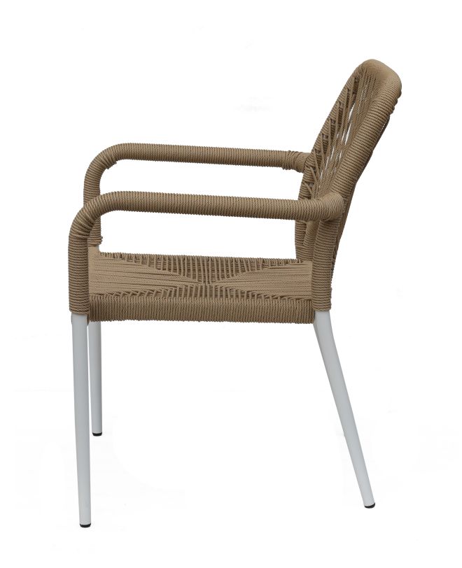 Πολυθρόνα Κήπου ArteLibre TINKISSO Λευκό/Φυσικό Αλουμίνιο/Rattan 57x63x82cm