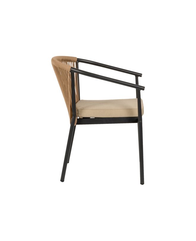 Πολυθρόνα Κήπου ArteLibre MANDRAKA Μαύρο/Φυσικό Αλουμίνιο/Rattan 57x61x78cm