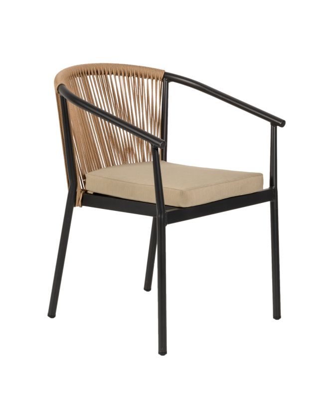 Πολυθρόνα Κήπου ArteLibre MANDRAKA Μαύρο/Φυσικό Αλουμίνιο/Rattan 57x61x78cm