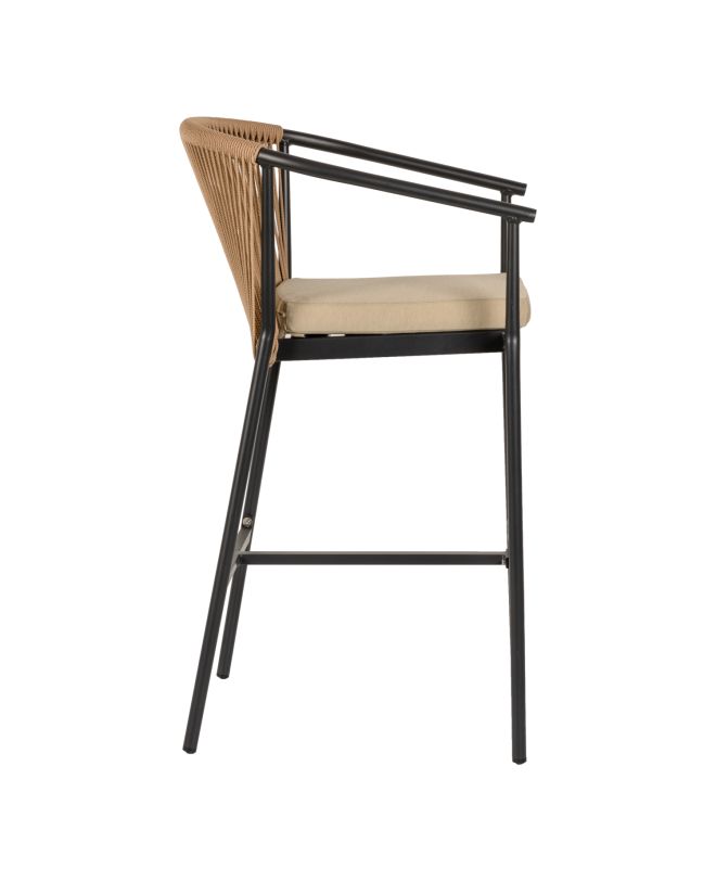 Σκαμπό ArteLibre MANDRAKA Μαύρο/Φυσικό Αλουμίνιο/Rattan 56x63x108cm