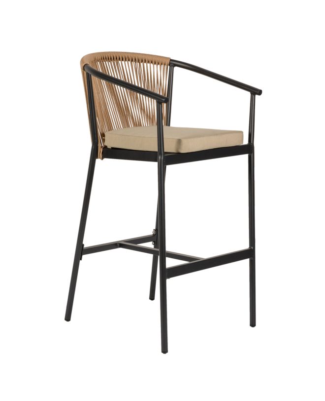 Σκαμπό ArteLibre MANDRAKA Μαύρο/Φυσικό Αλουμίνιο/Rattan 56x63x108cm