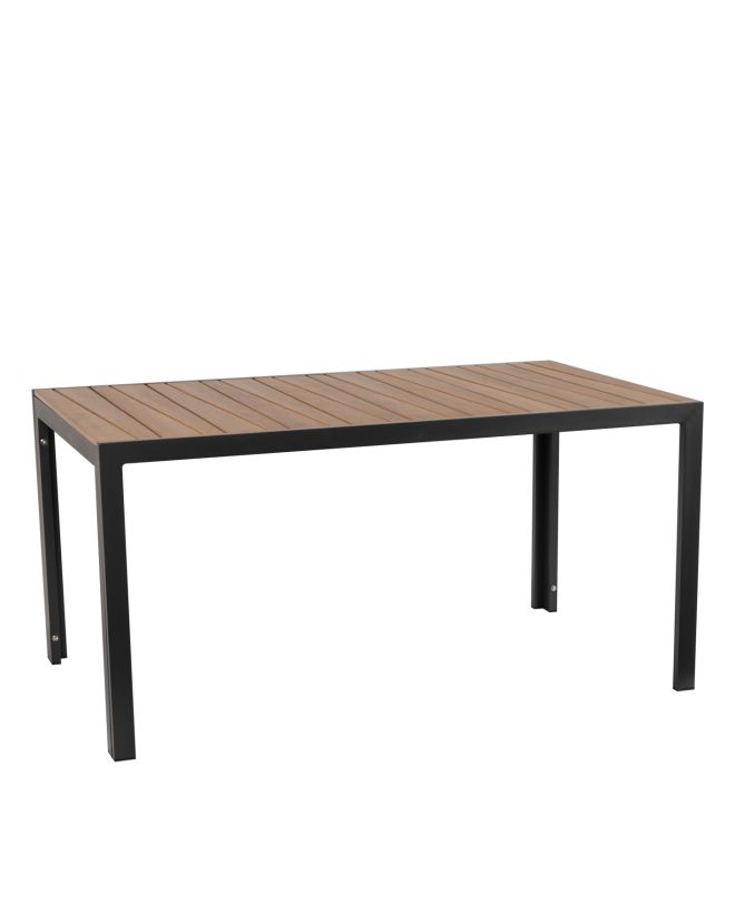 Τραπέζι Κήπου ArteLibre OUZOUD Μαύρο/Καρυδί Αλουμίνιο/Ξύλο 150x90x74cm