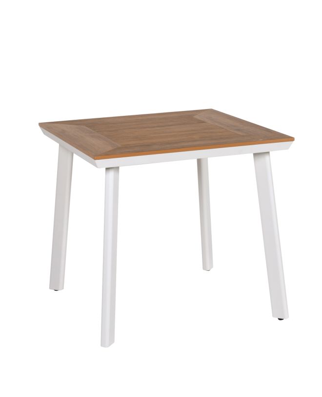 Τραπέζι Κήπου ArteLibre EPUPA Λευκό/Καρυδί Αλουμίνιο/Ξύλο 80x80x73cm