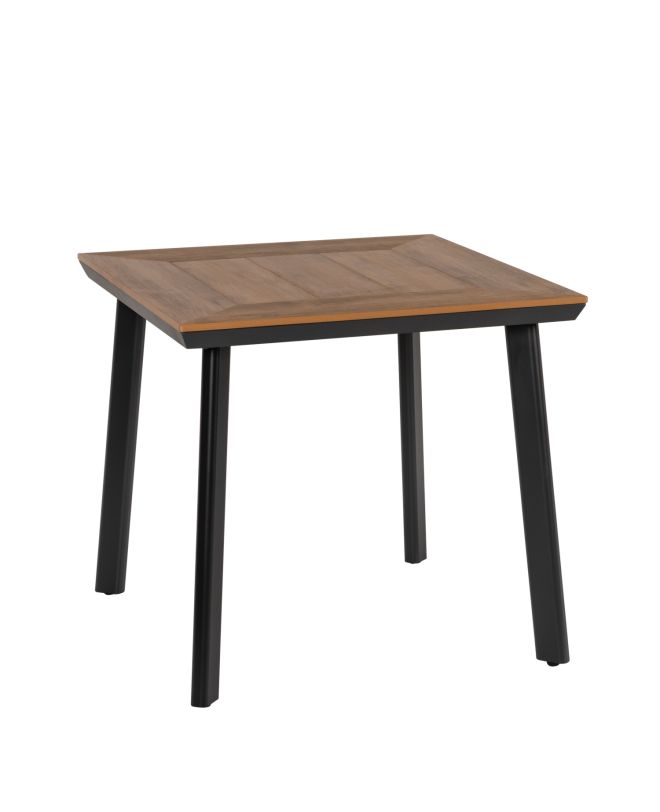 Τραπέζι Κήπου EPUPA Μαύρο/Καρυδί Αλουμίνιο/Ξύλο 80x80x73cm