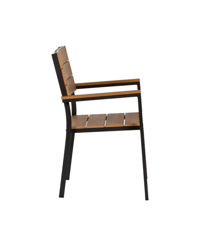 Πολυθρόνα Κήπου ArteLibre GURARA Μαύρο/Καρυδί Αλουμίνιο/Ξύλο 60x55x86cm
