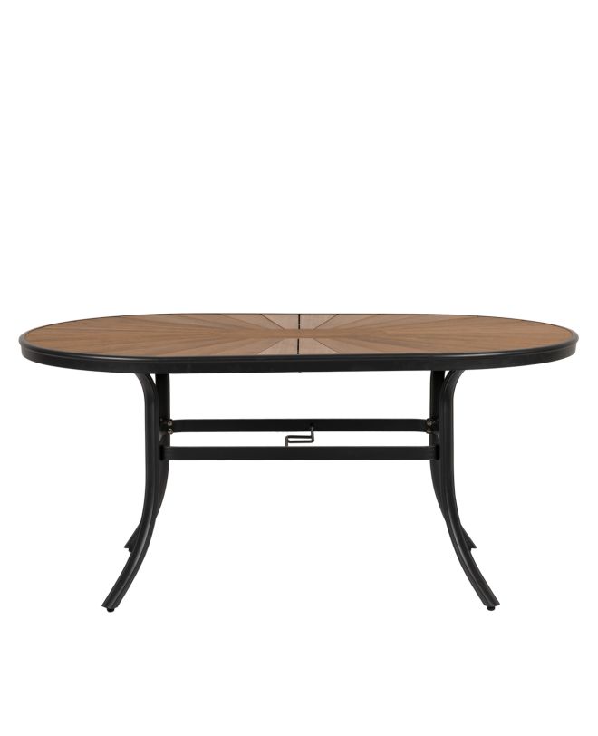 Τραπέζι Κήπου ArteLibre RUSUMO Μαύρο/Καρυδί Αλουμίνιο/Ξύλο 150x90x73cm