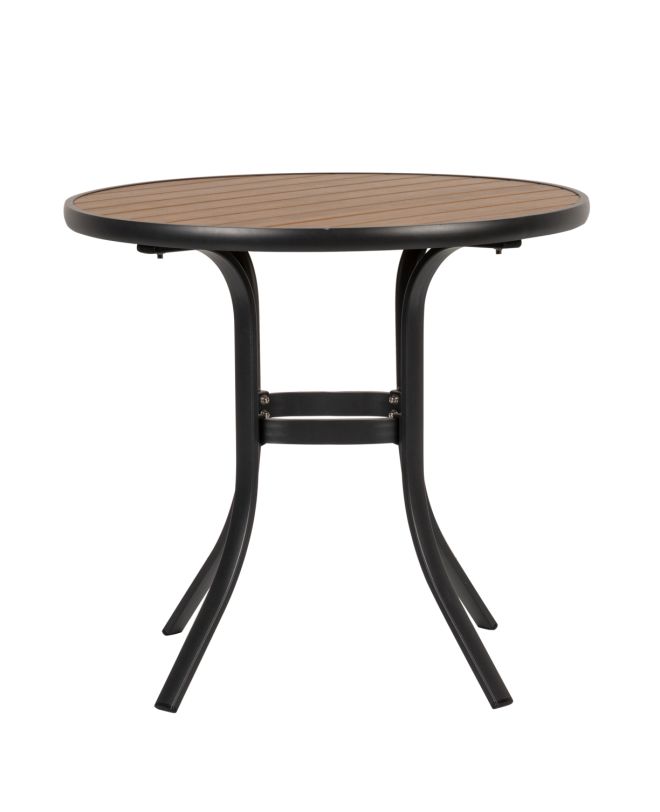 Τραπέζι Κήπου ArteLibre SANAAG Μαύρο/Καρυδί Αλουμίνιο/Ξύλο Φ80x73cm