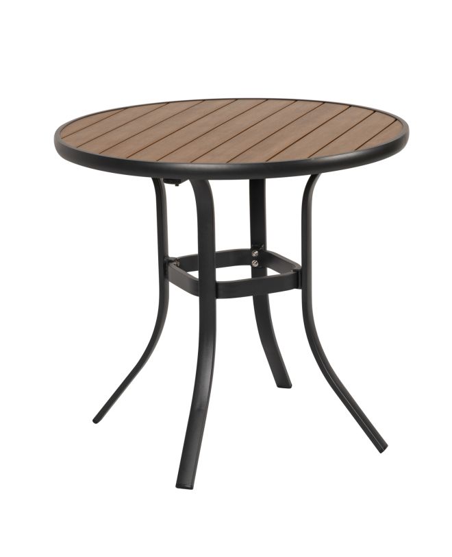 Τραπέζι Κήπου ArteLibre SANAAG Μαύρο/Καρυδί Αλουμίνιο/Ξύλο Φ80x73cm