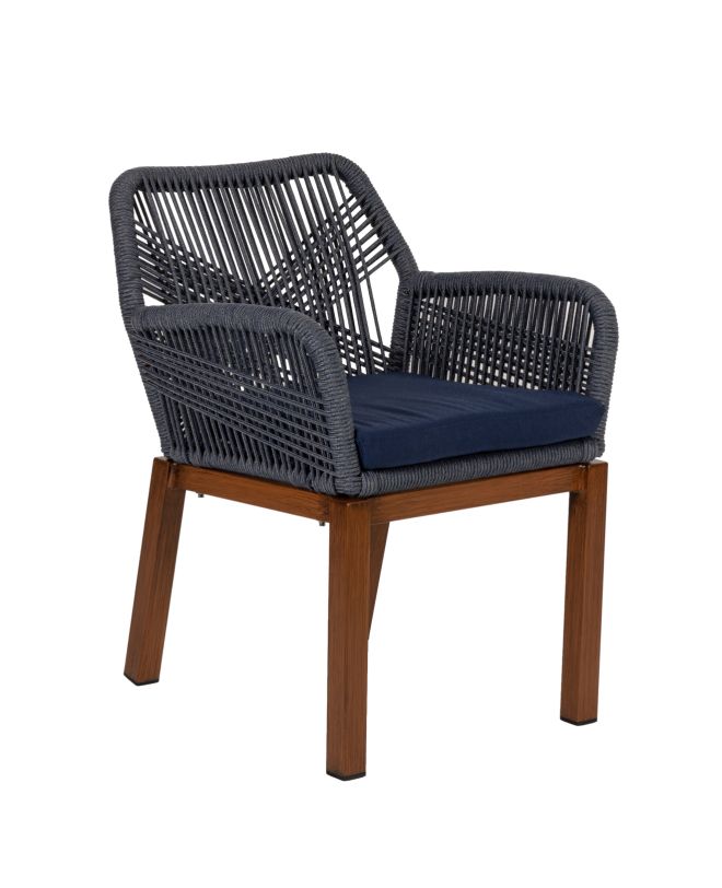 Πολυθρόνα Κήπου ArteLibre LISBON Mπλε/Μπαμπού Αλουμίνιο/Ύφασμα 57x58x77cm