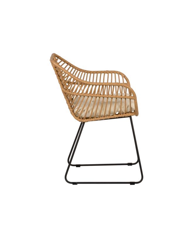 Πολυθρόνα Κήπου ArteLibre KALAMBO Φυσικό/Μαύρο Αλουμίνιο/Rattan 56x57x81cm